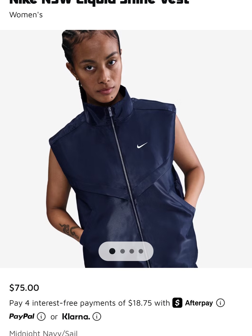 Nike Blue Sleeveless Windbreaker Vest